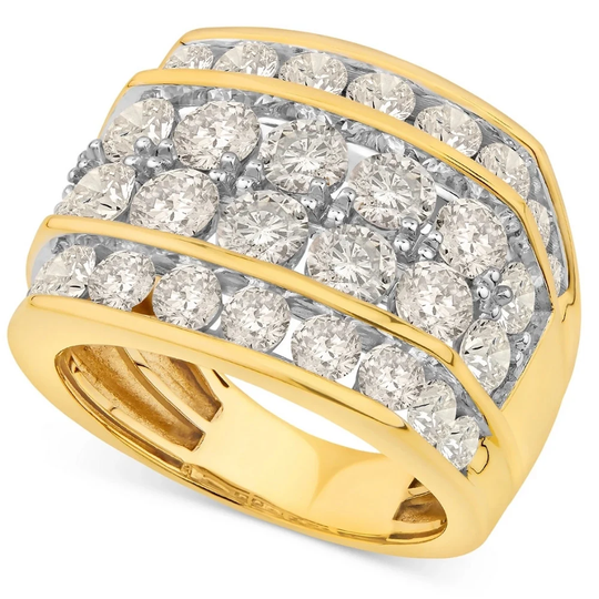 7Ct Diamond Men's Four Row Anniversary Ring in 10K Yellow Gold | H, I1-I2