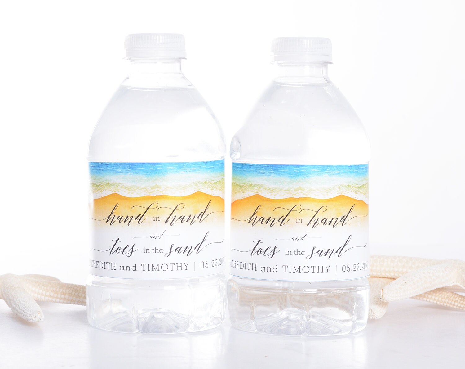 Seashore Wedding Bottle Labels, Waterproof Stickers, Beach Wraps, Bottled Water Labels #wdiw-345