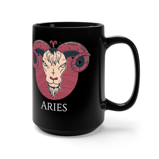 Personalized Aries Astrology Sign Coffee Mug 15 Oz | Astronomy Star Sun Zodiac Birthday Gift For Lover Custom Ram