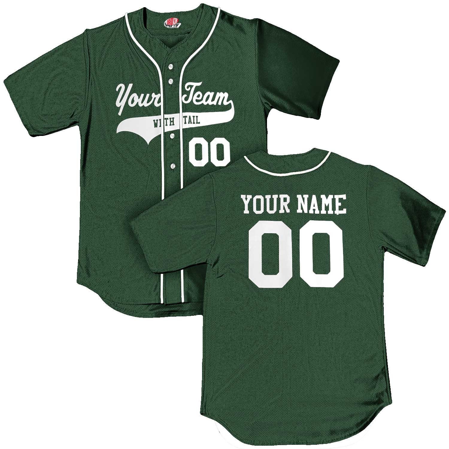 Dark Forest Green With White Piping | Customized Baseball Jersey Logo Full Button Down Design Your Team, Player, Numbers
