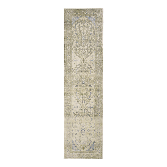 Blue and Ivory Persian Style Lola Floor Runner: Brown - Polyester by World Market