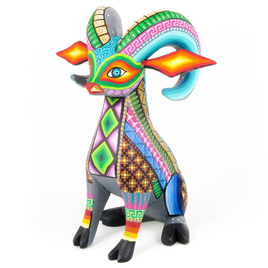 Vibrant Ram - Oaxacan Alebrije Wood Carving