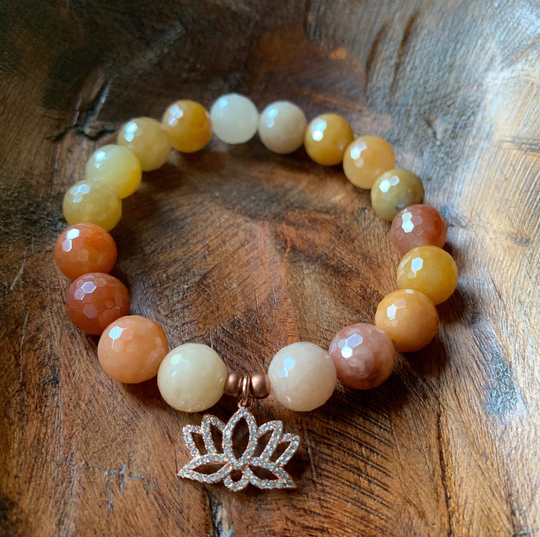 Enlightenment Bracelet | Chunky Mystic Mermaid Rutile Jade, Glass Seed Beads + Lotus 10mm Color Enhanced Spiritual Junkies Yoga