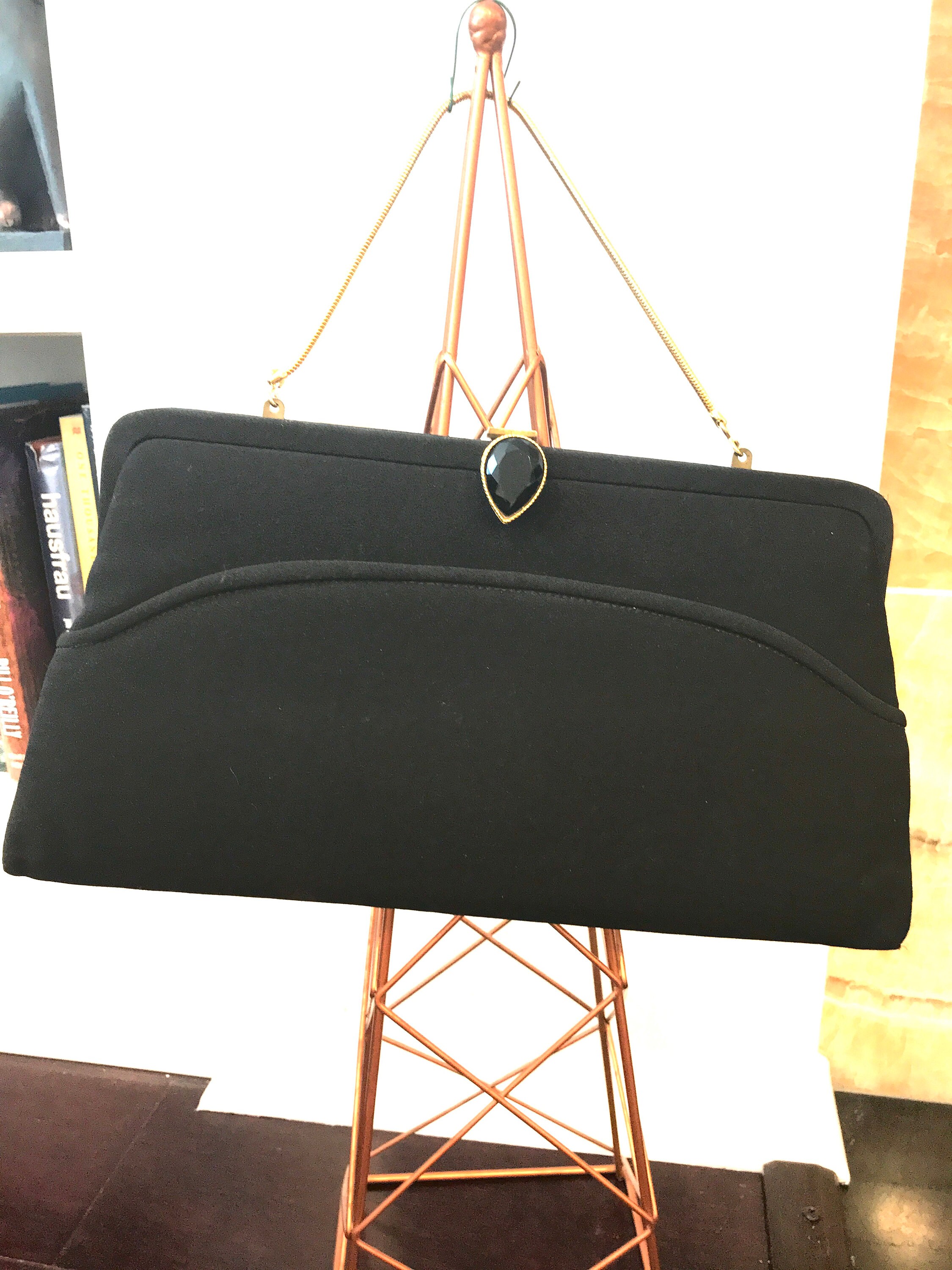 Vintage Mr Bonhomme Black Silk Blend Formal Evening Bag