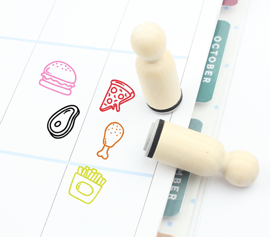 Fast Food Rubber Stamp, Junk 16mm 20mm 25mm Mini Wood Stamps - S1802