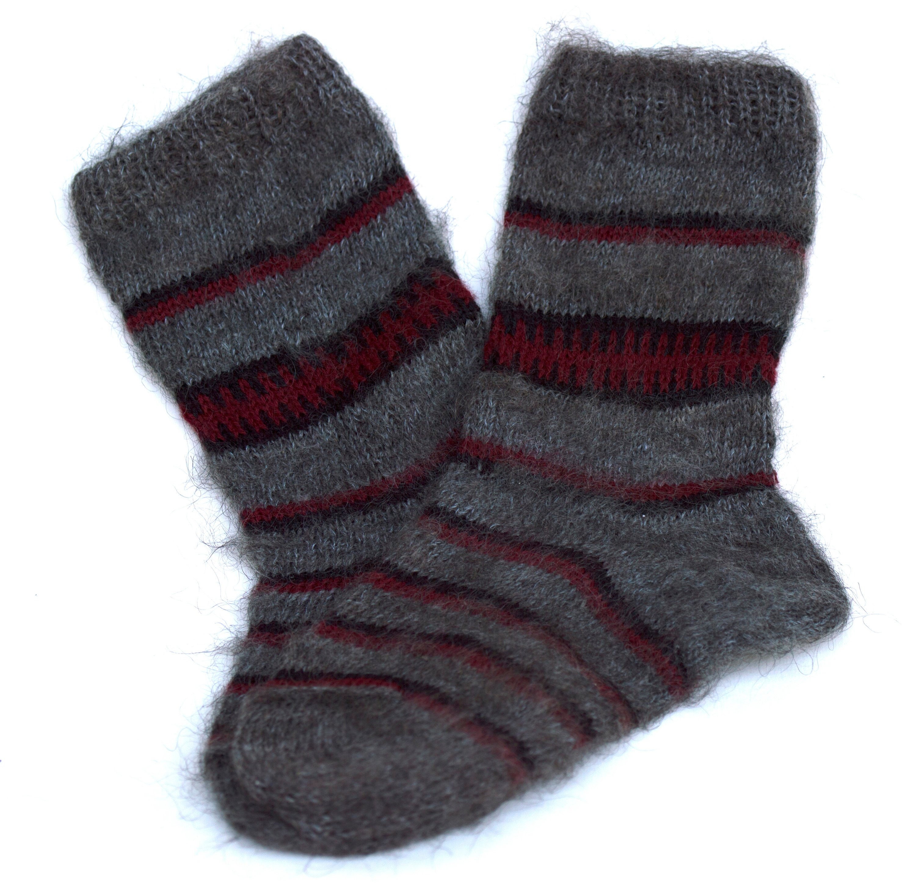 Orenburg Crochet Fuzzy Socks For Women & Men - Cozy Goat Down Wool Handknit Socks, Size Eu 38-42/Us 6-9