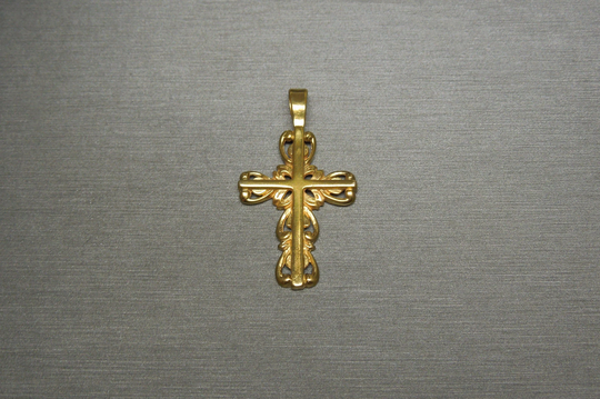 Unisex Vintage Estate C1970 Sterling Gold Vermeil Filigree Cross Pendant/1.75"