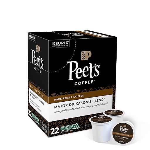 Peet's Major Dickason's Blend Coffee, Keurig K-Cup Pods, Dark Roast, 22/Box (6547)