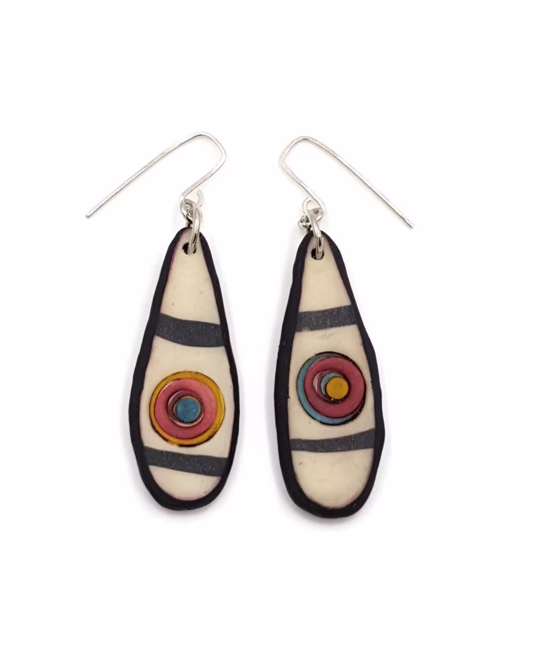 Black & White Earrings, Modern Polymer Clay Earrings Dangle, Fancy Cute For Women, Fun Earring Gift Sister