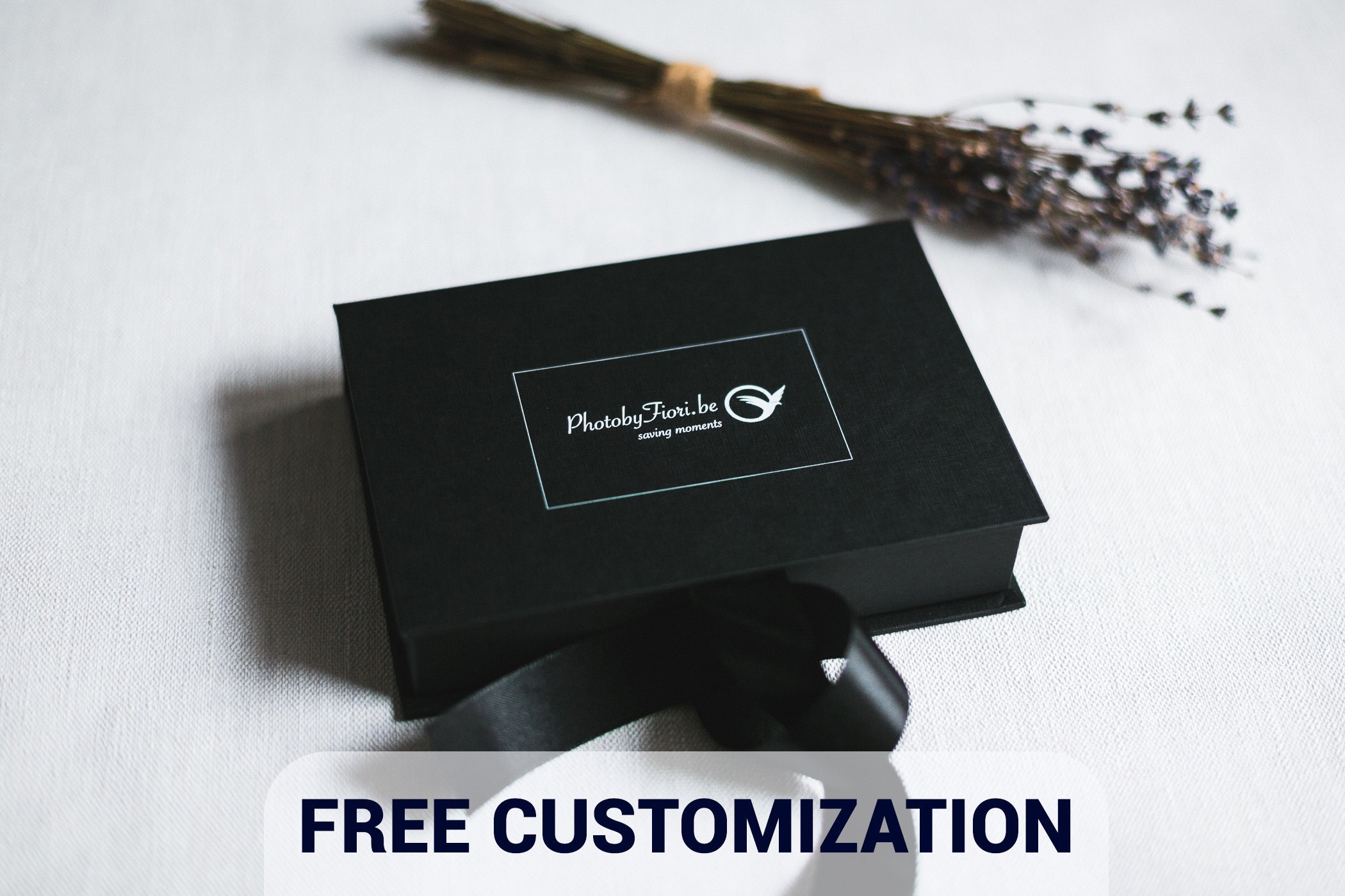 Black Cardboard Photo Box 4x6 | 10x15 cm, Print & Usb | Packaging For Photographer Storage With Black Ribbon