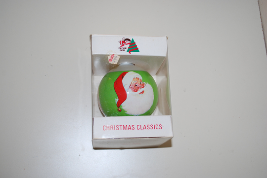 Decor Noel Santa Claus Head Green Christmas Ball Ornament in Box Classics
