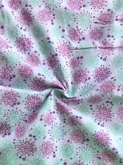 Poly Cotton Blend Lavender/Aqua 58/60" By The Yard/Half Yard