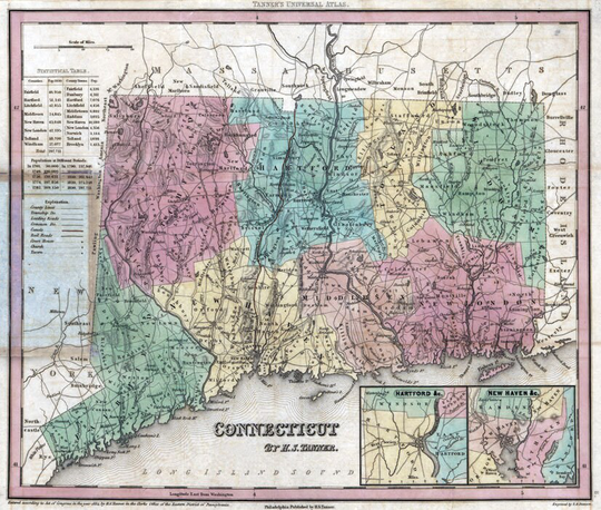 1834 Map Of The State Connecticut