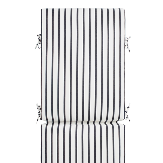 Sunbrella Indigo Lido Stripe Outdoor Patio Chaise Lounge Cushion: Blue - Acrylic by World Market