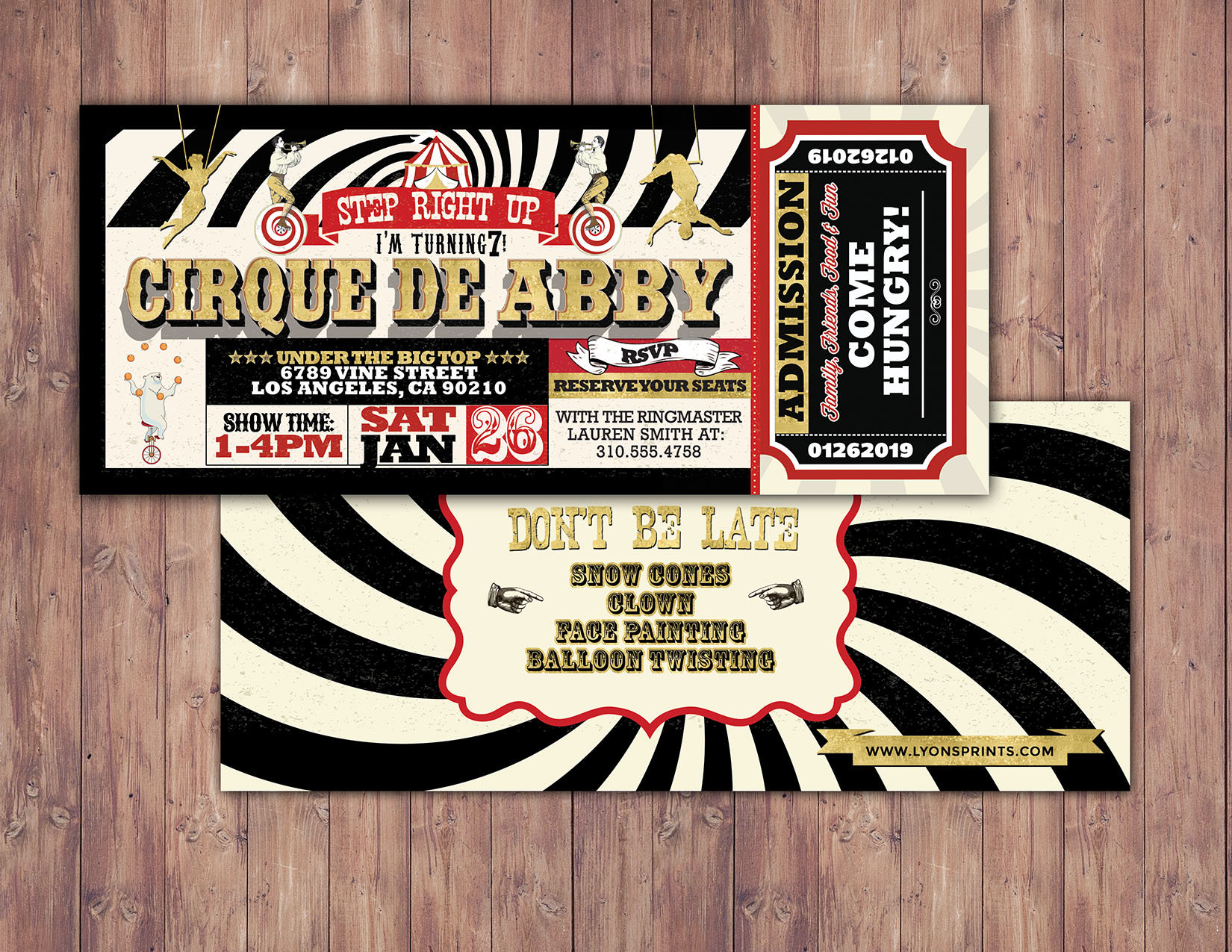Birthday- Circus Ticket-Carnival Ticket Invitation - Vintage Circus, Retro, Invitation, Carnival, Birthday First