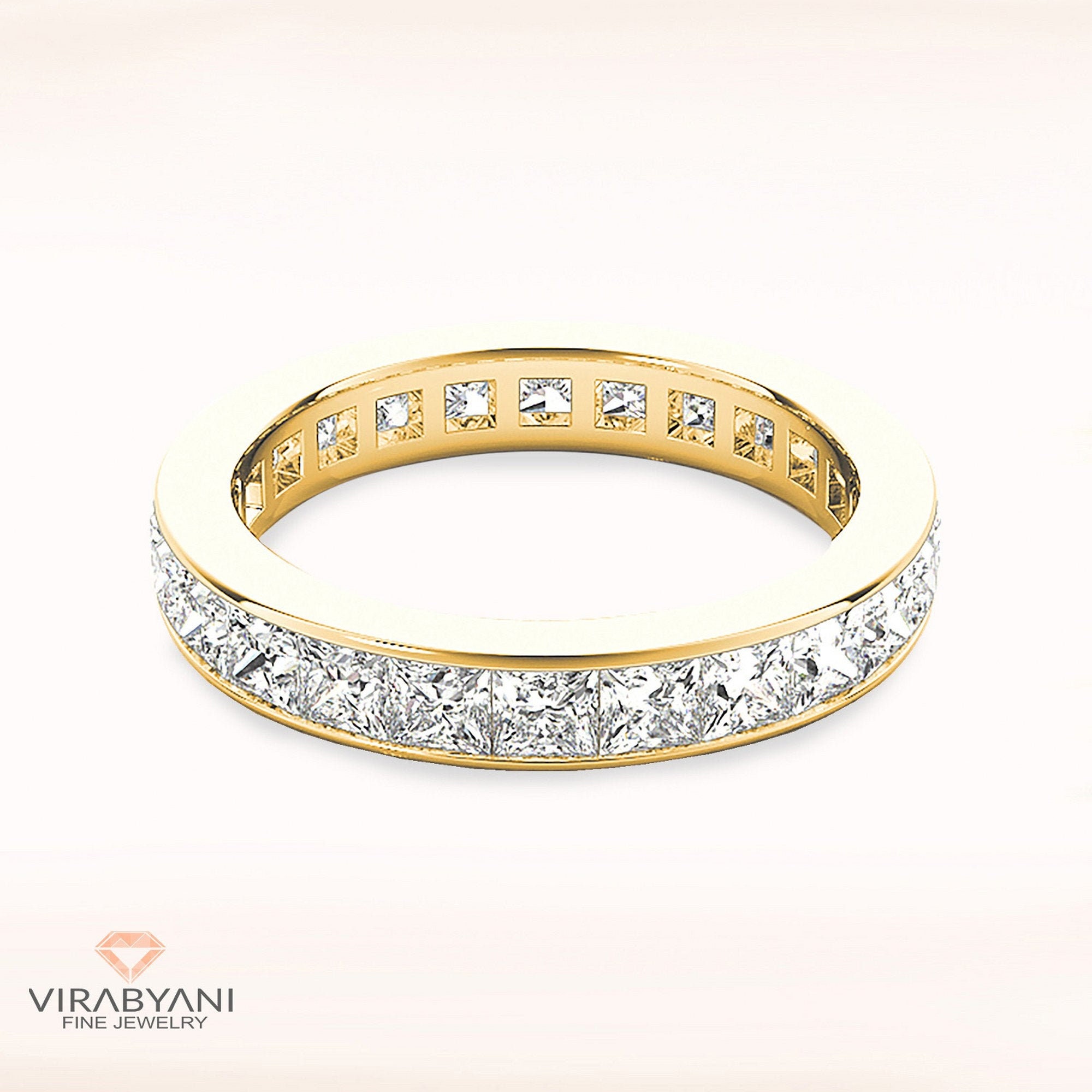5.25 Ctw Diamond Eternity Band - 14K/18K Solid Yellow Gold | Prong Set Wedding Ring Modern Infinity Design