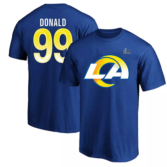 Men's Fanatics Branded Aaron Donald Royal Los Angeles Rams Super Bowl LVI Bound Big & Tall Name & Number T-Shirt, Size: 3XLT, Blue