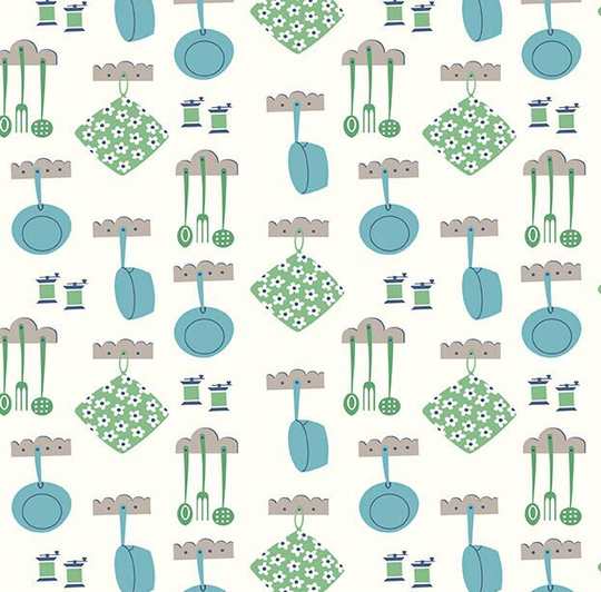 Cook Book Dinner Cottage, Lori Holt For Riley Blake, 1/2 Yard - Cut Continuously, C11759-Cottage
