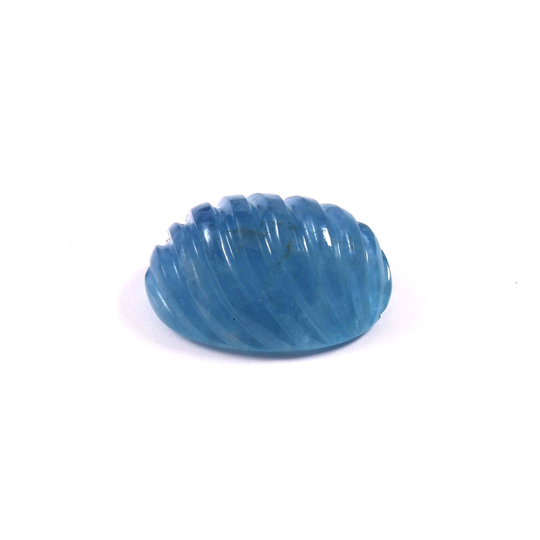 Natural Santa Maria Aquamarine Hand Carved Fancy Oval Gemstone Size 13.50x19x9mm 15.50 Carat. +Aaaa Genuine & Natural Stone