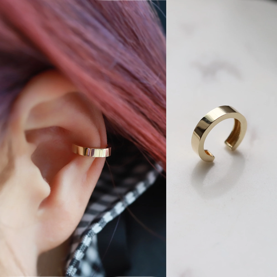 14K Solid Gold Ear Cuff, Simple Earring, Single Earring, Minimalist Jewelry, Hypoallergenic Earrings