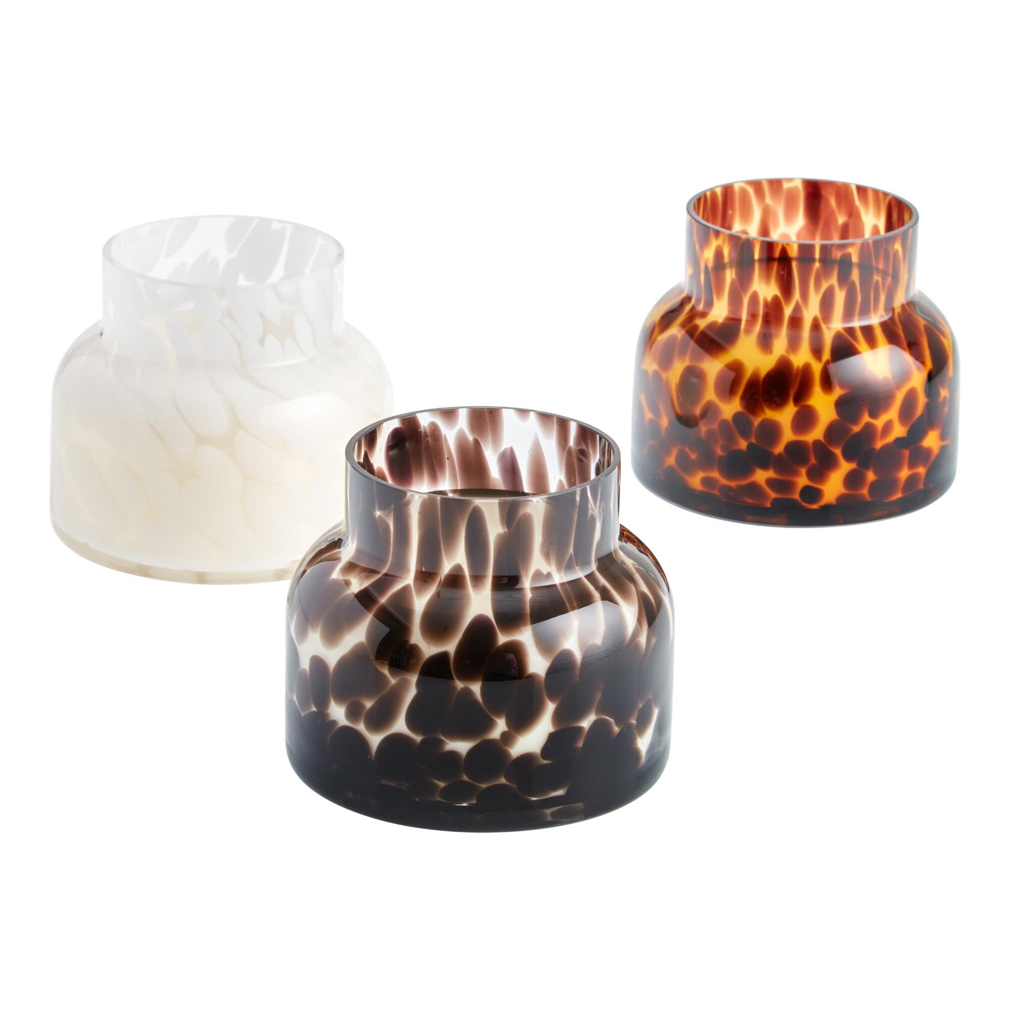 Hand Blown Spotted Glass Scented Candle: Black - Scented Wax by World Market