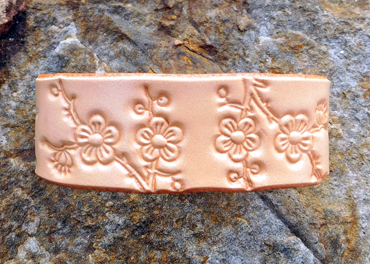 Womens Cherry Blossom Leather Cuff Bracelet, Plum Wide Bracelet Wrap Custom Cuff, Tree Branch, Gift For Her