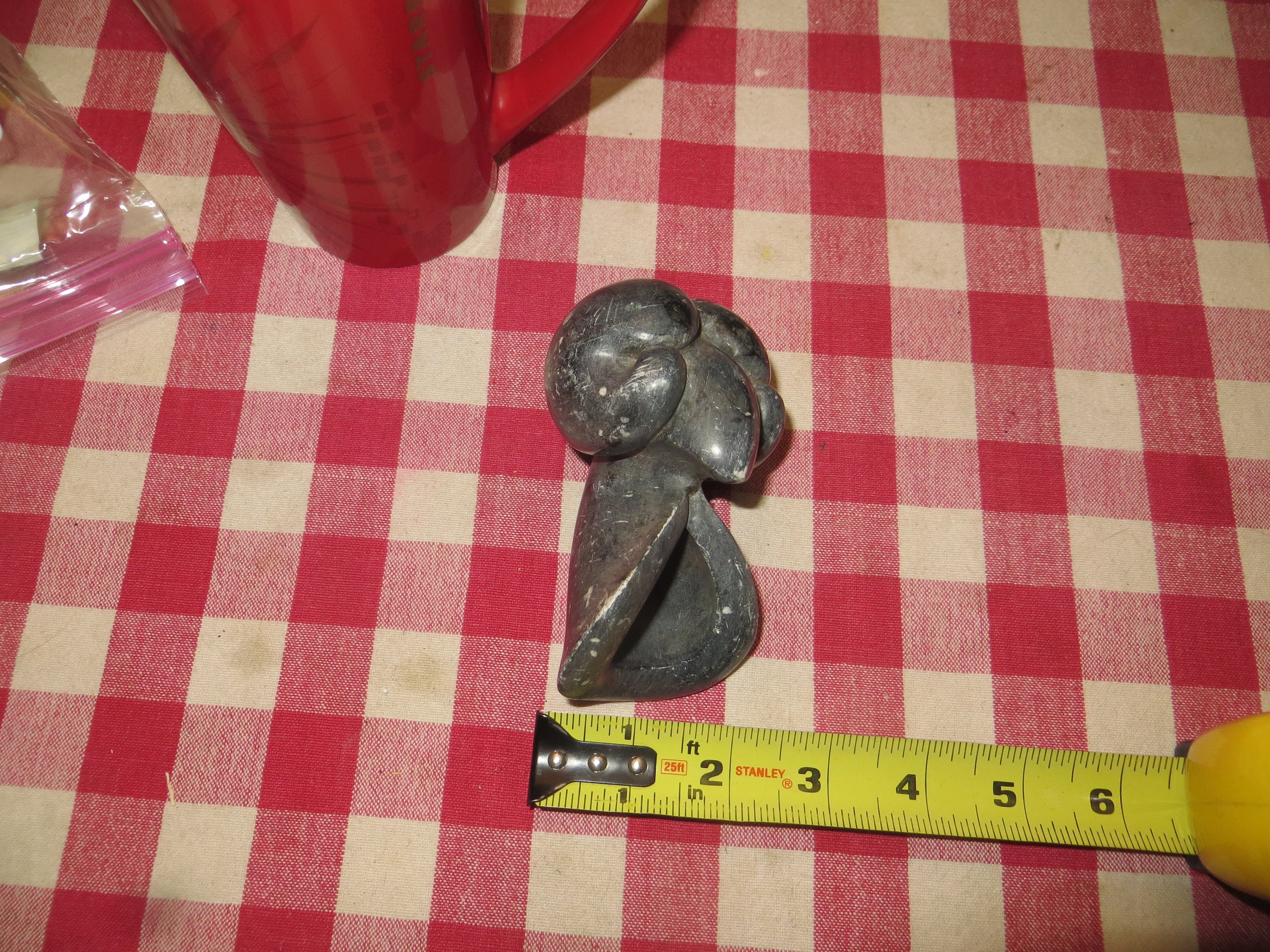 stone Ram Head Paperweight, Carved Vintage