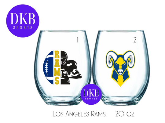 Los Angeles Rams Stemless Wine || Single Glass Sets Singles Barware