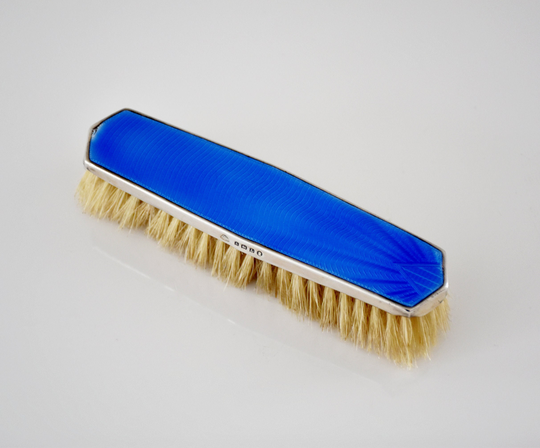Art Deco Sterling Silver Guilloché Enamel Clothes/Grooming Brush Made By Adie Brothers Ltd & Fully Hallmarked For Birmingham 1935