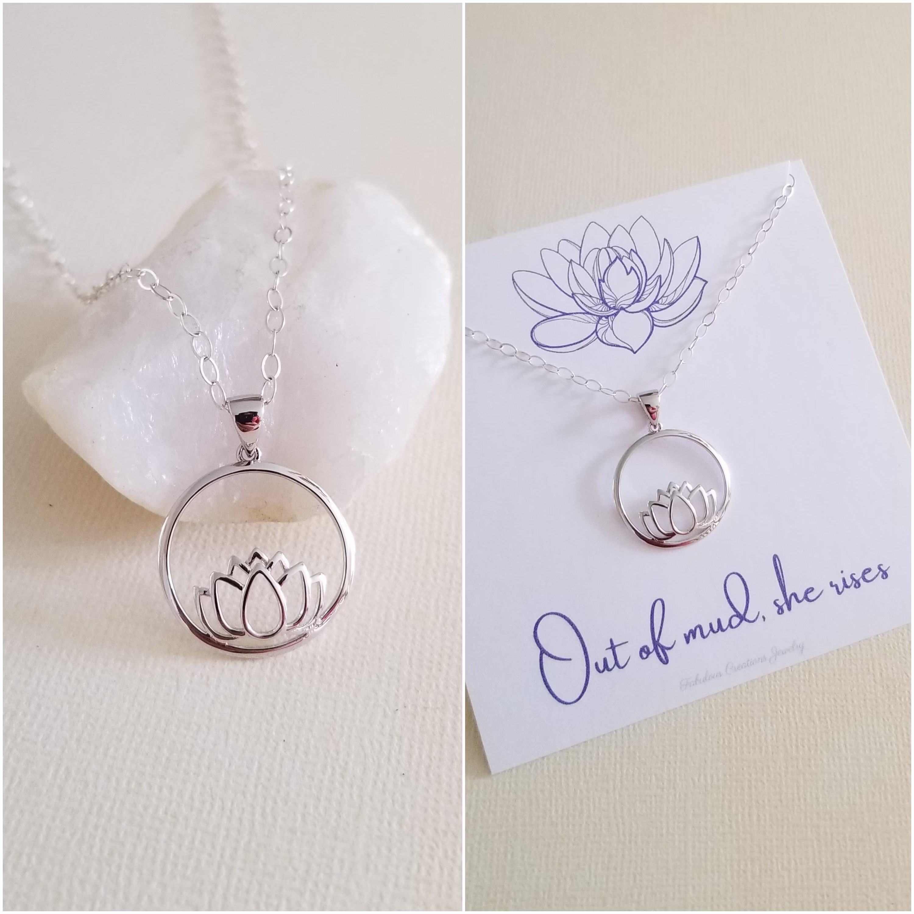 Lotus Flower Necklace, Sterling Silver Pendant, Jewelry, Inspirational Gift For Her, Everyday Layering Necklace