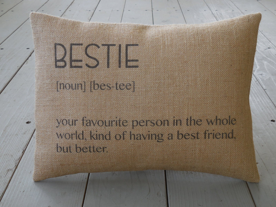 Bestie Burlap Pillow, Best Friend Gift, Girlfriend Gift, Farmhouse Pillows, Insert Included