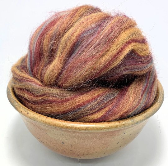 Honey Wine - Beautiful Blend Spinning, Roving, Felting, Top Shetland Wool & Nylon 1 Oz