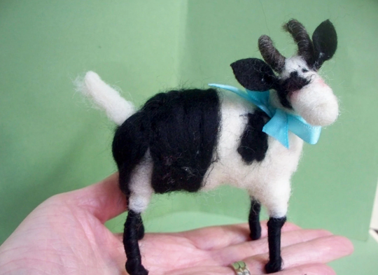 Alpine Felted Wool Goat Ornament/Figurine