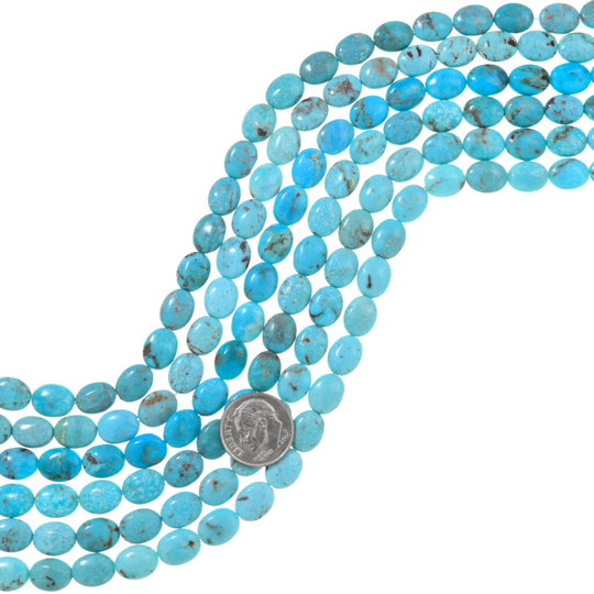 Blue Turquoise Beads 8mm X 10mm Polished Oval 5072