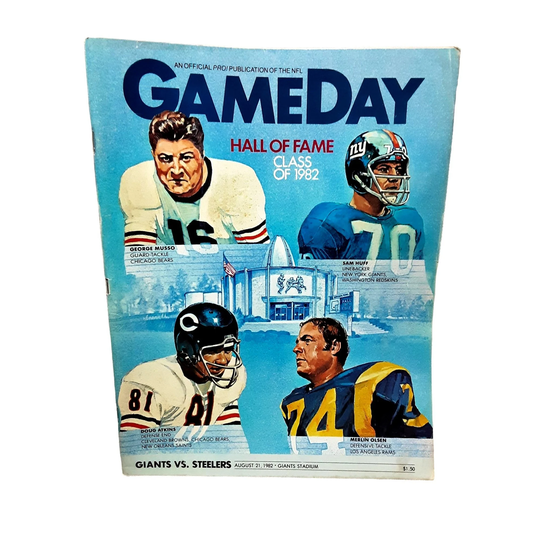 Pro Game Day Magazine Aug 21 1982 Pittsburgh Steelers New York Giants Merlen Olsen Rams