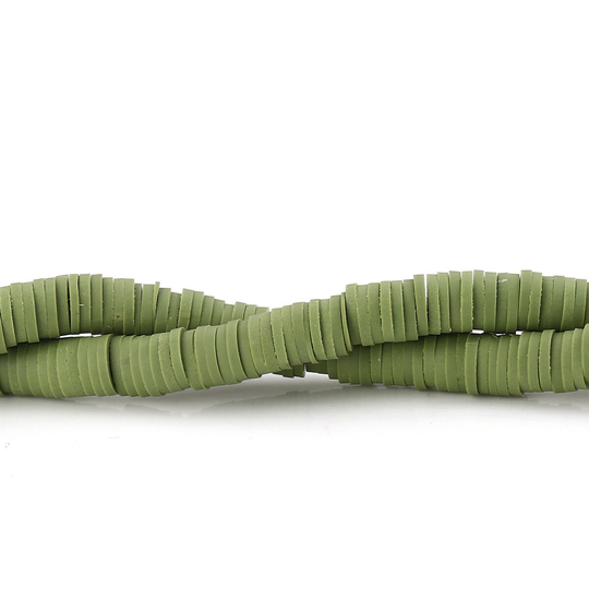 1 Strand | 326Pcs Of Green 6mm Round Heshi Beads Polymer Clay Beads(No.942