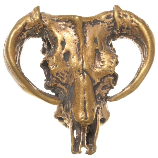 Big Horn Skull Heavy Large Brass Jewelry Part 1-3/4" Wide 6100