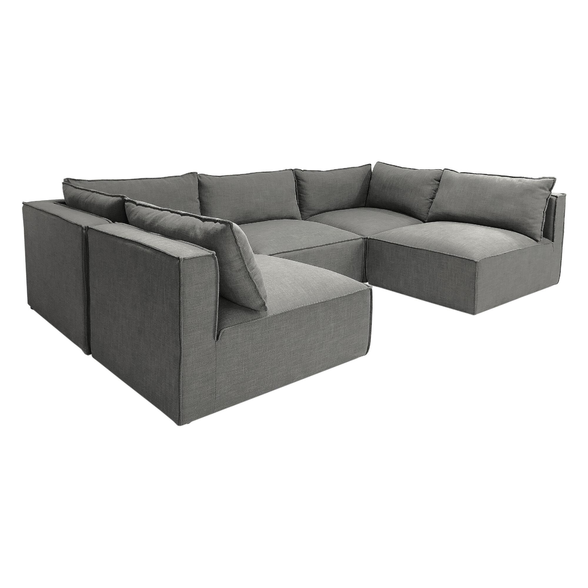 Gray Tyson 5 Piece U Modular Sectional Sofa by World Market