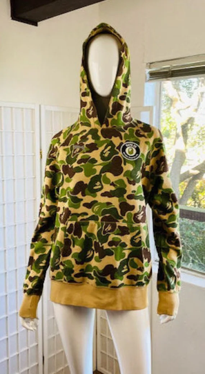 Puma X Bape Green & Brown Cotton Blend Camo Print Hoodie, M