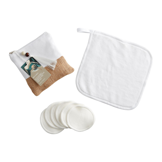 A&G Sustainable Makeup Eraser & Cotton Pad 3 Piece Gift Set: Brown/White by World Market