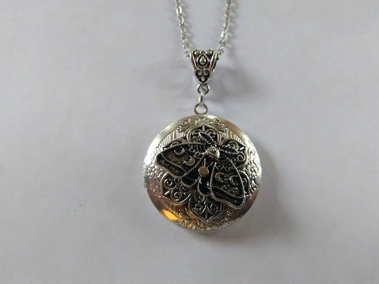 Luna Moth Locket Necklace Great Gift Birthday Christmas Stocking Stuffer Anniversary Thanksgiving Fall Trends