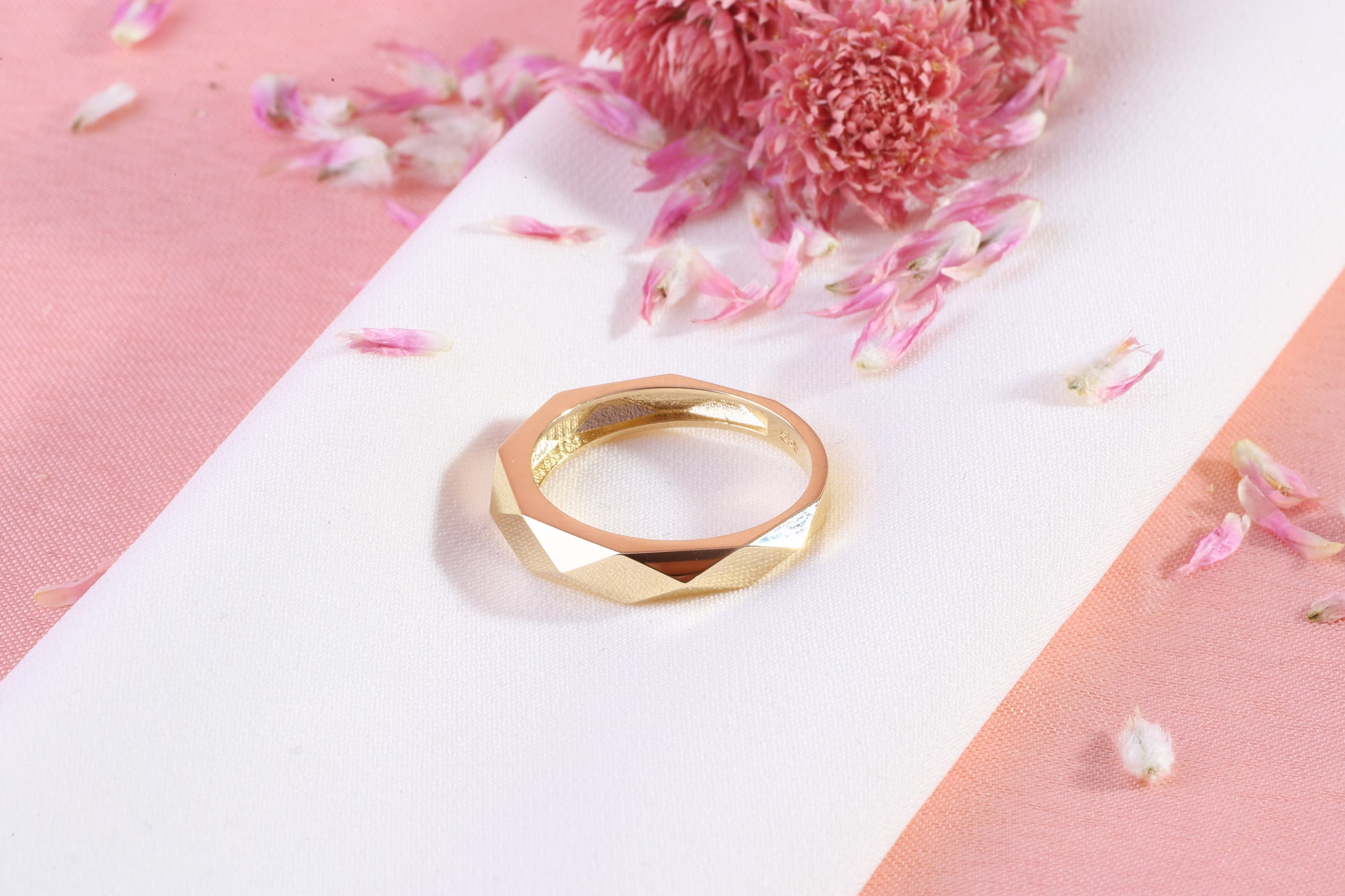 Signet Ring Gold, Chunky Ring, 14K Solid Pyramid Bold Handmade Jewelry For Women, Anniversary Engagement
