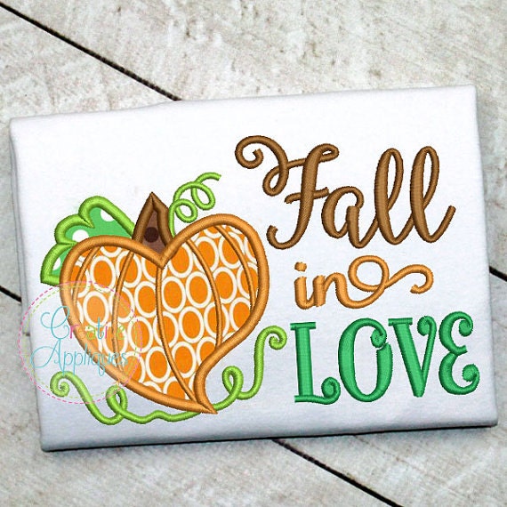 Personalized Fall in Love Pumpkin Applique Shirt Or Bodysuit For Boy Girl