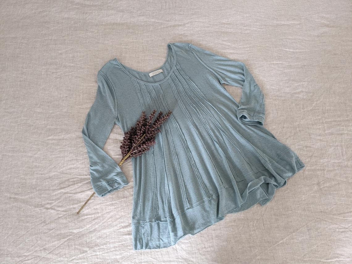 New - Linen Blend Sanibel Tee Raw Edges Tshirt/By Breathe Boutique"