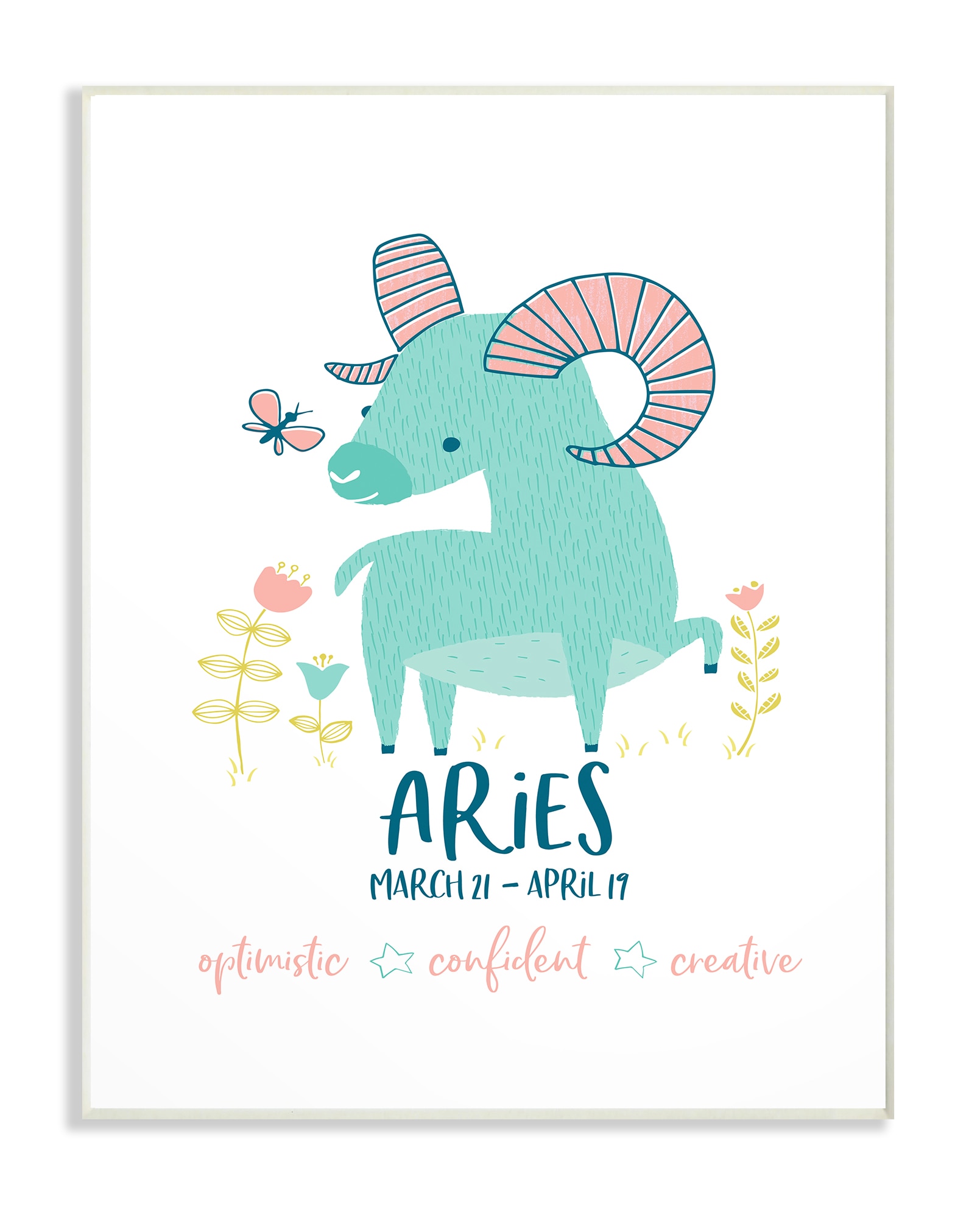 Stupell Industries Fun Modern Zodiac Aries Ram 18.5-in H x 12.5-in W Kids Wood Print | BRP-2276-WD-13X19
