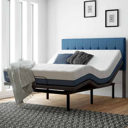LUCID Comfort Collection Deluxe Adjustable Bed Base with 10-in Firm Queen Hybrid Memory Foam/Coil Blend Mattress in a Box in White | LUCC10QQGHL6LP