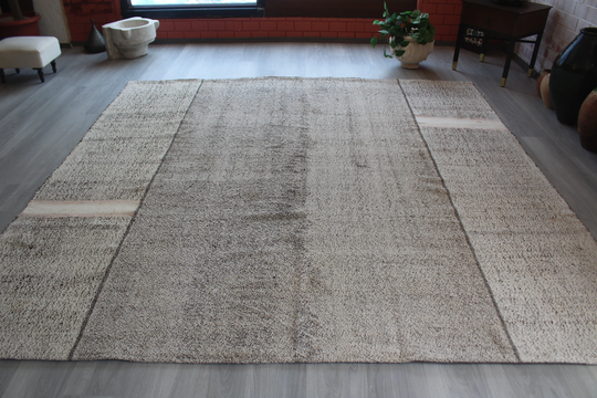 9'x9' Ft Vintage Gray Kilim Rug, Large Kilim, Area Bohemian Plain Design/N-597