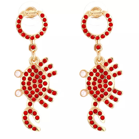 Rhinestone Crab Earrings - Low Country Boil, Jewelry, Handmade Earrings, Seafood Accessories, Accessories