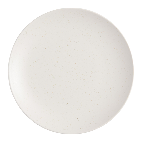 Cream Speckled Flekk Dinner Plate: White - Stoneware by World Market