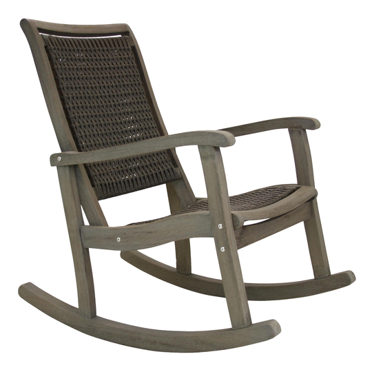 Graywash Wood And Wicker Claire Outdoor Patio Rocking Chair - Resin by World Market